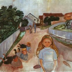 Expressionist Art Inspired by Edvard Munch - Street in Åsgårdstrand, 1902 - Da Fen Village Studio Oil on Canvas for Art Collection & Contemporary Home Décor