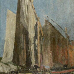 Study of Fishing Boats by Eugene Boudin – c.1862 Realism Sketch and Study Oil Painting, Custom Art from Dafen Oil Painting Village Studio