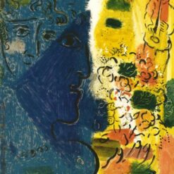 Marc Chagall The Blue Face – 1967 Naïve Art Portrait Oil Painting, Blue Themed Artwork, Private Collection