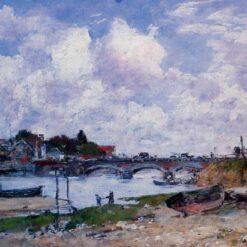 The Bridge over the Toques at Deauville by Eugene Boudin – 1895 Impressionist Landscape Oil Painting, Custom Art from Dafen Oil Painting Village Studio