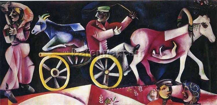 Hand-Painted Oil Painting Inspired by Marc Chagall’s ‘The Cattle Dealer’ – High-Quality Reproduction by Da Fen Oil Painting Village Studio