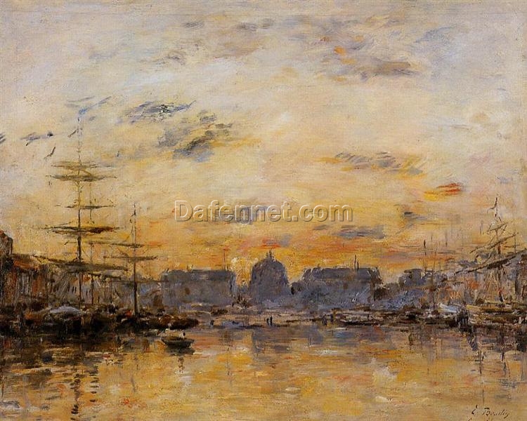The Commerce Basin, Le Havre by Eugene Boudin – 1892 Impressionist Cityscape Oil Painting, Custom Art from Dafen Oil Painting Village Studio