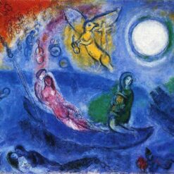 Marc Chagall The Concert – 1957 Naïve Art Oil Painting on Canvas in Private Collection