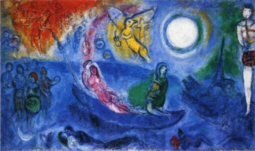 Marc Chagall The Concert – 1957 Naïve Art Oil Painting on Canvas in Private Collection