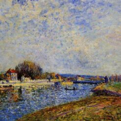 The Dam, Loing Canal at Saint Mammes by Alfred Sisley – 1884 Impressionist Landscape Oil Painting, Custom Art from Dafen Village Studio