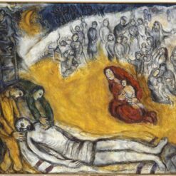 Marc Chagall The Descent from the Cross – 1976 Naïve Art Religious Oil Painting, Spiritual and Symbolic