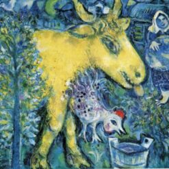Marc Chagall The Farmyard – 1954-1962 Naïve Art Oil on Canvas, Rural Genre Painting