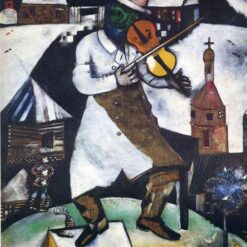 Hand-Painted Oil Painting Inspired by Marc Chagall's 'The Fiddler' – High-Quality Reproduction by Da Fen Oil Painting Village Studio