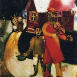 Hand-Painted Oil Painting Inspired by Marc Chagall’s 'The Fiddler' – High-Quality Reproduction by Da Fen Oil Painting Village Studio