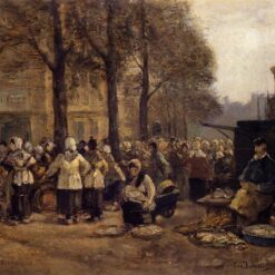 The Fish Market, Rotterdam by Eugene Boudin – 1876 Realism Genre Oil Painting, Custom Art from Dafen Oil Painting Village Studio