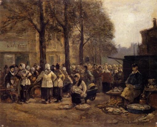 The Fish Market, Rotterdam by Eugene Boudin – 1876 Realism Genre Oil Painting, Custom Art from Dafen Oil Painting Village Studio