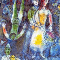 Hand-Painted Marc Chagall "The Flying Clown" Oil Painting – Naïve Art Genre Reproduction by Da Fen Oil Painting Village Studio