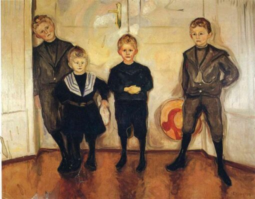 The Four Sons of Dr. Linde by Edvard Munch – Expressionist Portrait Oil Painting | Recreated Masterpiece by Da Fen Village Oil Painting Studio