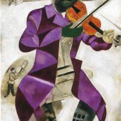 Marc Chagall The Green Violinist – Cubist Genre Painting, Oil on Canvas