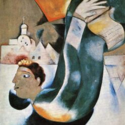 Hand-Painted Oil Painting Inspired by Marc Chagall’s 'The Holy Coachman' – High-Quality Reproduction by Da Fen Oil Painting Village Studio