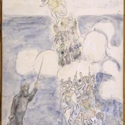 Marc Chagall The Israelites Crossing the Red Sea – 1931 Naïve Art Gouache & Oil on Paper, 63 x 46.5 cm