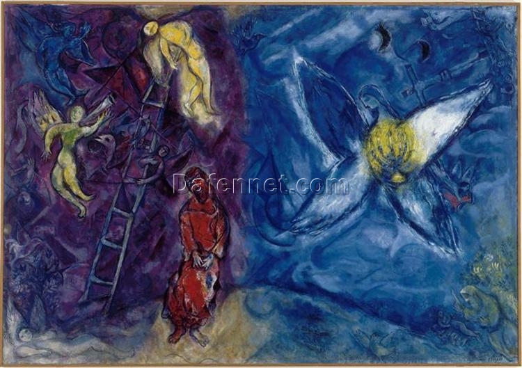 Marc Chagall The Jacob’s Dream – 1966 Surrealist Religious Painting, Oil on Canvas