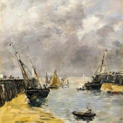 The Jetties, Low Tide, Trouville by Eugene Boudin – 1896 Impressionist Landscape Oil Painting, Custom Art from Dafen Oil Painting Village Studio