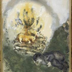 Marc Chagall The Noah’s Sacrifice (Le sacrifice de Noé) – 1932 Naïve Art Gouache and Oil on Paper, 62 x 49.5 cm