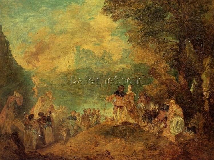 The Pilgrimage to Cythera (after Watteau) by Eugene Boudin – c.1849 Realism Genre Oil Painting, Custom Art from Dafen Oil Painting Village Studio