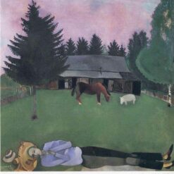 Reproduction of Marc Chagall's The Poet Reclining – Hand-Painted Oil on Canvas by Da Fen Oil Painting Village Studio