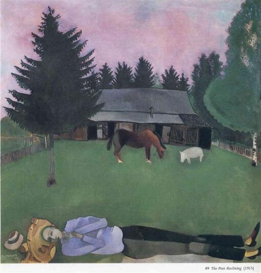 Reproduction du Poète couché de Marc Chagall - Huile sur toile peinte à la main par Da Fen Oil Painting Village Studio