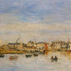 The Port of Trouville by Eugene Boudin – 1897 Impressionist Cityscape Oil Painting, Custom Art from Dafen Oil Painting Village Studio