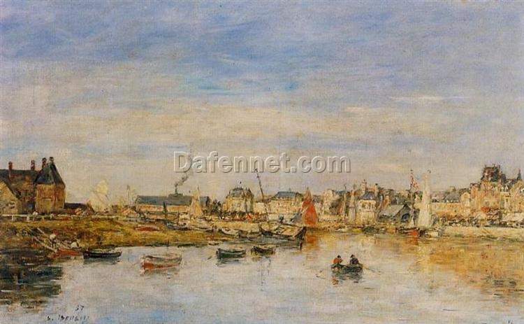 The Port of Trouville by Eugene Boudin – 1897 Impressionist Cityscape Oil Painting, Custom Art from Dafen Oil Painting Village Studio