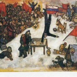Marc Chagall The Revolution – 1937 Surrealism Oil on Canvas, 50 x 100 cm