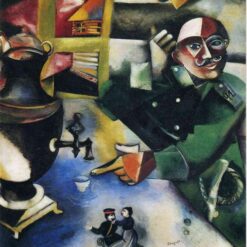 Hand-Painted Oil Painting Inspired by Marc Chagall’s 'The Soldier Drinks' – High-Quality Reproduction by Da Fen Oil Painting Village Studio