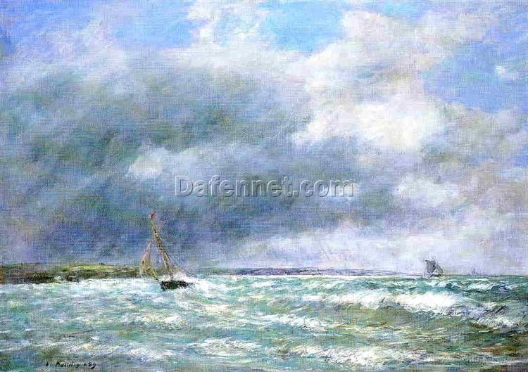 The Stranded Boat by Eugene Boudin – 1889 Impressionist Marina Oil Painting, Custom Art from Dafen Oil Painting Village Studio