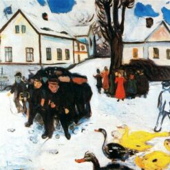 Custom Oil Painting Inspired by Edvard Munch's The Village Street – Hand-Painted Reproduction from DaFen Village Studio | Expressionist Art for Home and Office Décor