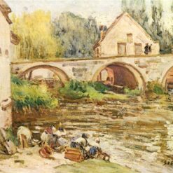 The Washerwomen of Moret by Alfred Sisley – 1888 Impressionist Genre Oil Painting, Custom Art from Dafen Oil Painting Village Studio