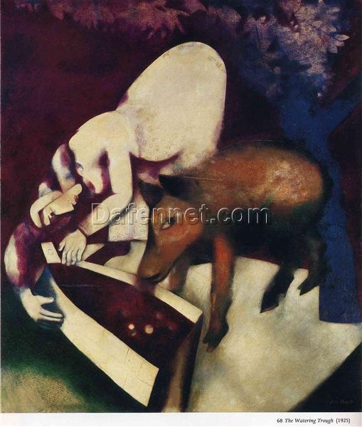 Marc Chagall The Watering Trough – Cubist Genre Painting, Oil on Canvas, Philadelphia Museum of Art