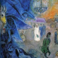 Marc Chagall The Wedding Candles – c.1945 Surrealism Oil on Canvas, Symbolic Painting