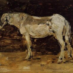 The White Horse by Eugene Boudin – c.1887 Impressionist Animal Oil Painting, Custom Art from Dafen Oil Painting Village Studio