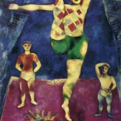Marc Chagall Three Acrobates – Cubist Genre Painting, Oil on Canvas, Private Collection