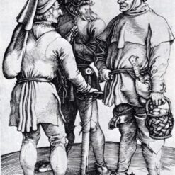 Hand-Painted Albrecht Dürer "Three Peasants in Conversation" Oil Painting – Northern Renaissance Genre Art Reproduction by Da Fen Oil Painting Village Studio