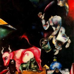 Hand-Painted Oil Painting Inspired by Marc Chagall’s 'To Russia, with Asses and Others' – High-Quality Reproduction by Da Fen Oil Painting Village Studio