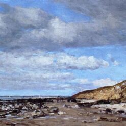 Trouville, Shore and Rocks by Eugene Boudin – c.1862 Realism Landscape Oil Painting, Custom Art from Dafen Oil Painting Village Studio