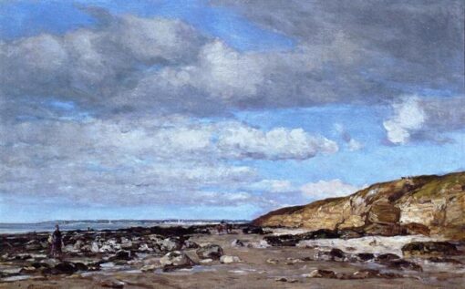 Trouville, Shore and Rocks by Eugene Boudin – c.1862 Realism Landscape Oil Painting, Custom Art from Dafen Oil Painting Village Studio