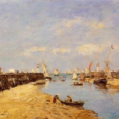 Trouville, the Jetty and the Basin by Eugene Boudin – 1896 Impressionist Landscape Oil Painting, Custom Art from Dafen Oil Painting Village Studio