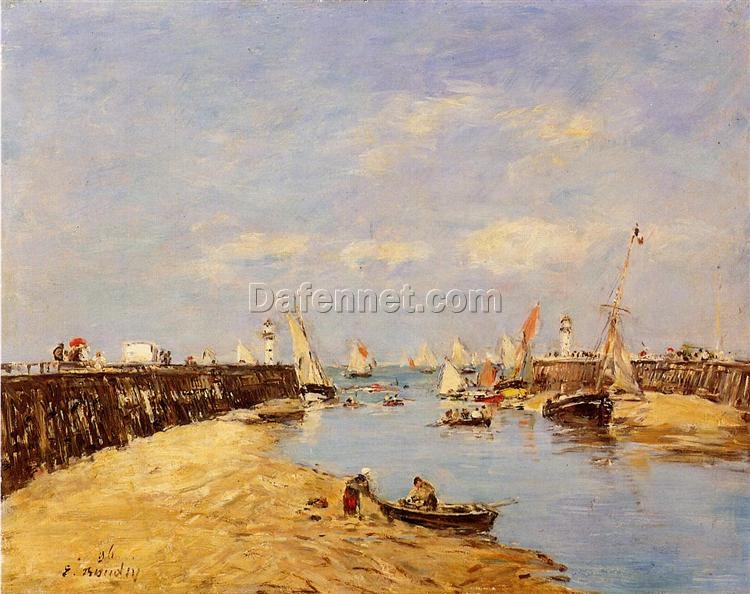Trouville, the Jetty and the Basin by Eugene Boudin – 1896 Impressionist Landscape Oil Painting, Custom Art from Dafen Oil Painting Village Studio
