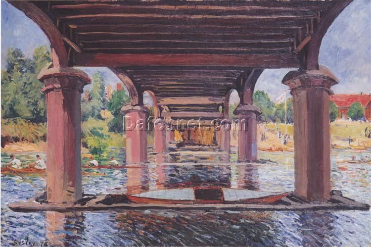 Under the Bridge at Hampton Court by Alfred Sisley – 1874 Impressionist Landscape Oil Painting, Custom Art from Dafen Village Studio
