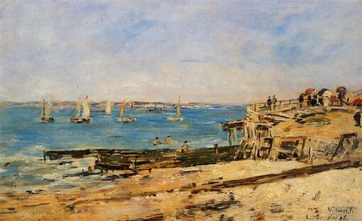 Villerville, the Shore by Eugene Boudin – 1896 Impressionist Landscape Oil Painting, Custom Art from Dafen Oil Painting Village Studio