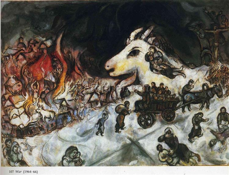 Marc Chagall War – 1964-1966 Surrealism Oil Painting, Symbolic Artwork, Kunsthaus Zürich