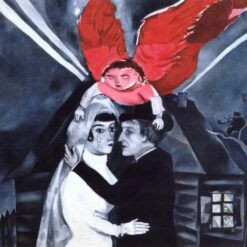 Marc Chagall Wedding – Symbolic Naïve Art Painting, Oil on Canvas