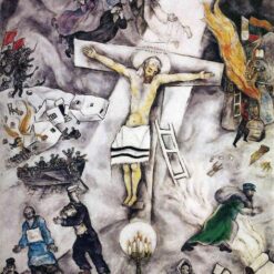 Hand-Painted Oil Painting Inspired by Marc Chagall’s 'White Crucifixion' – High-Quality Reproduction by Da Fen Oil Painting Village Studio