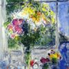 Marc Chagall Window in Artist's Studio – 1976 Naïve Art Still Life Oil Painting, Intimate Artist's Space