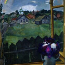 Hand-Painted Oil Painting Inspired by Marc Chagall’s 'Window Vitebsk' – High-Quality Reproduction by Da Fen Oil Painting Village Studio